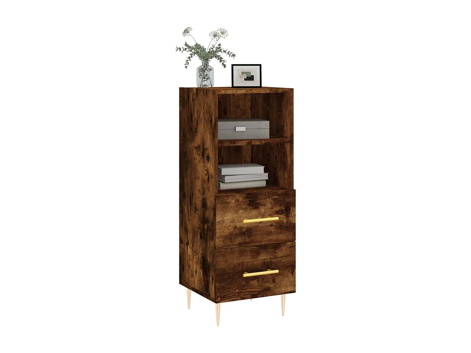 Buffet | Bahut | Meuble de rangement Chêne fumé 34,5x34x90 cm Bois d'ingénierie