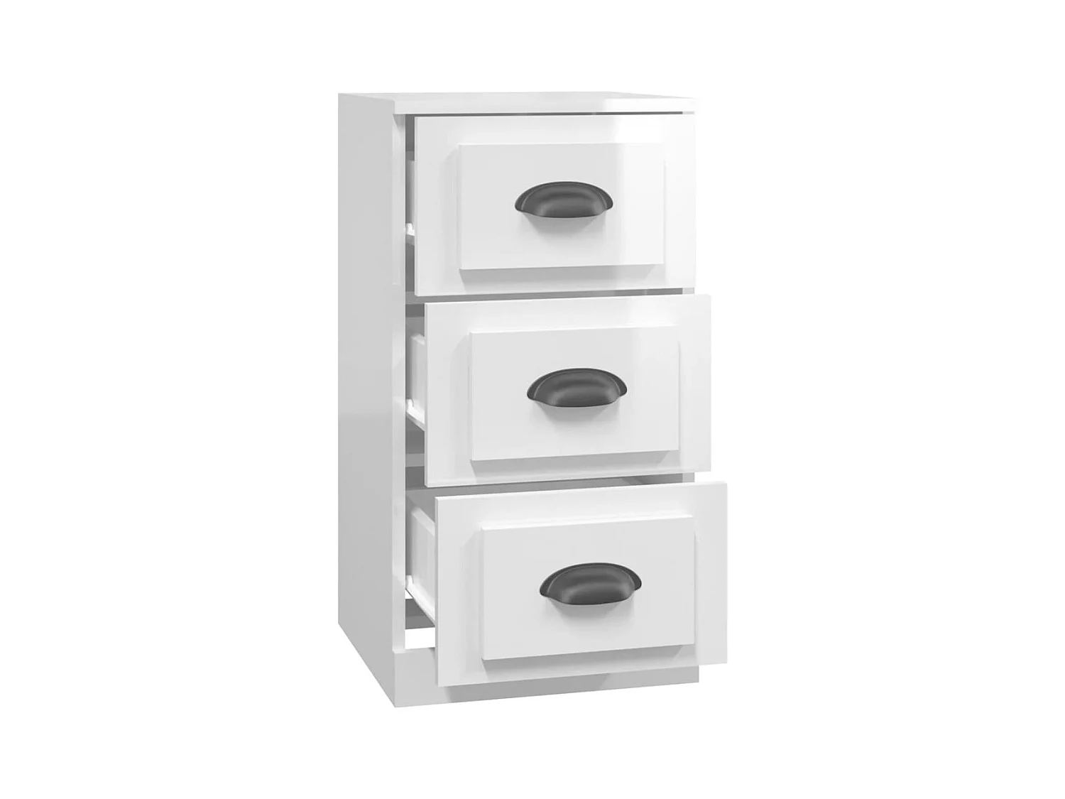 Credenza | Buffet | Armadio Bianco Lucido 36x35,5x67,5 cm in Legno Multistrato