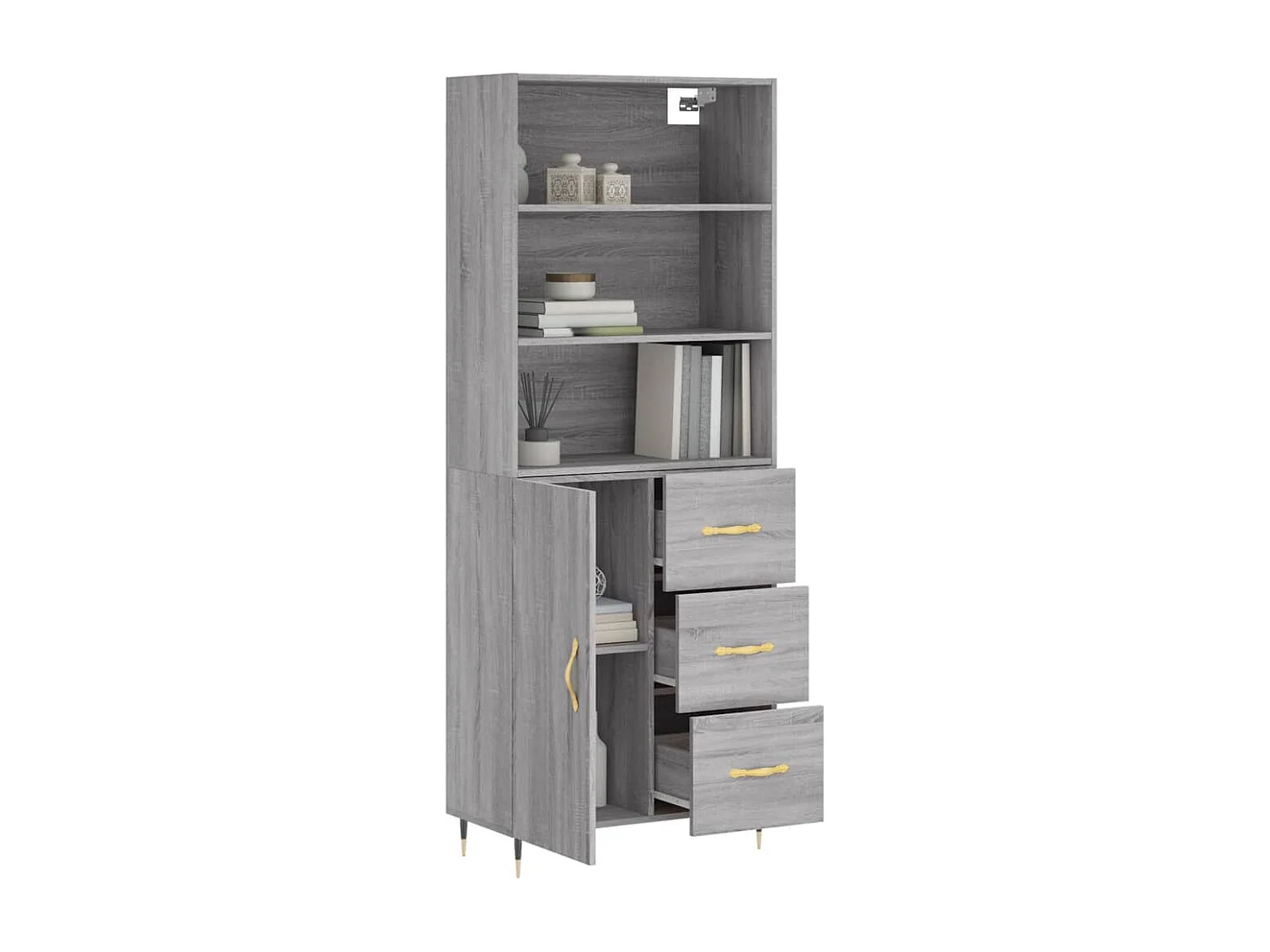 Credenza | Buffet | Armadio Grigio Sonoma 69,5x34x180 cm in Legno Multistrato