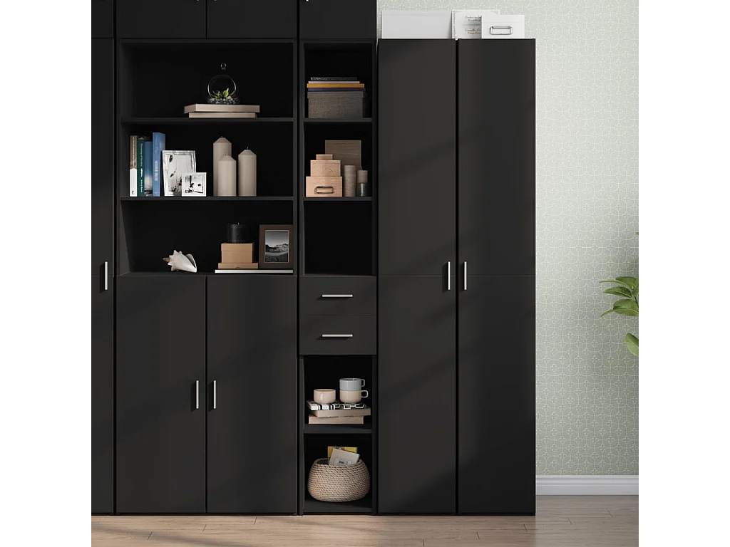 Buffet | Bahut | Meuble de rangement haut noir 30x42,5x185 cm bois d'ingénierie