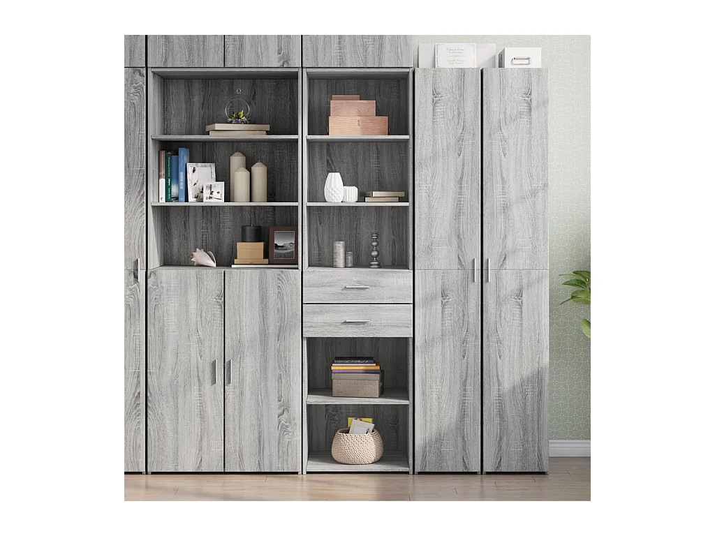 Credenza | Buffet | Armadio Grigio Sonoma 50x42,5x185 cm in Legno Multistrato