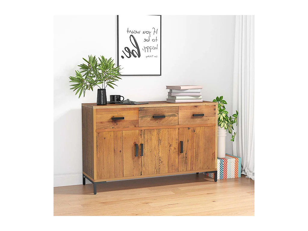 Credenza | Buffet | Armadio Marrone 110x35x70 cm in Legno Massello di Pino