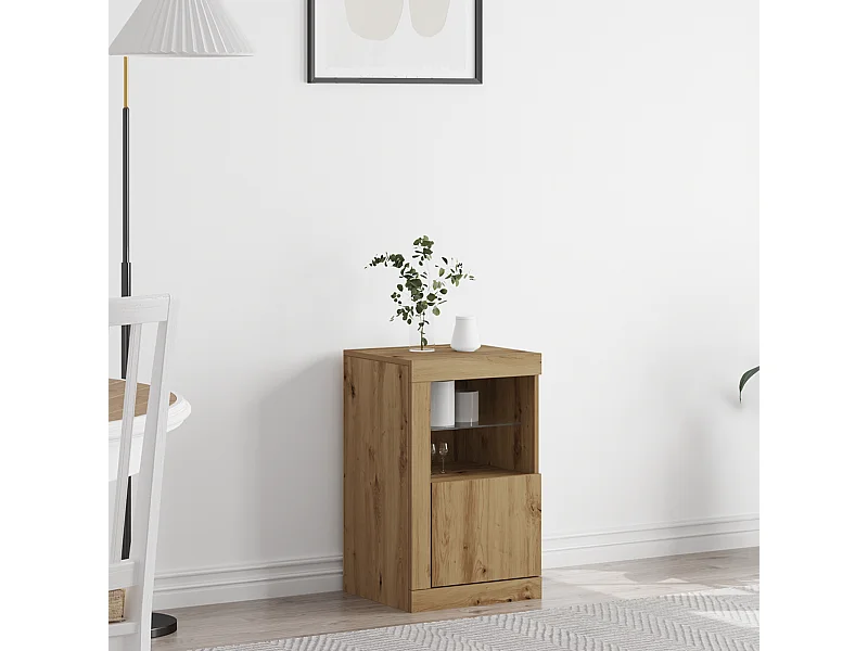 Buffet | Bahut | Meuble de rangement avec lumières LED Chêne artisanal 41x37x67 cm