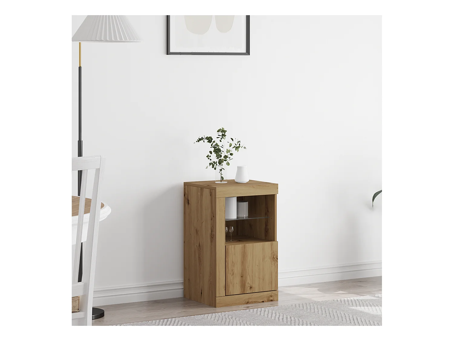 Buffet | Bahut | Meuble de rangement avec lumières LED Chêne artisanal 41x37x67 cm