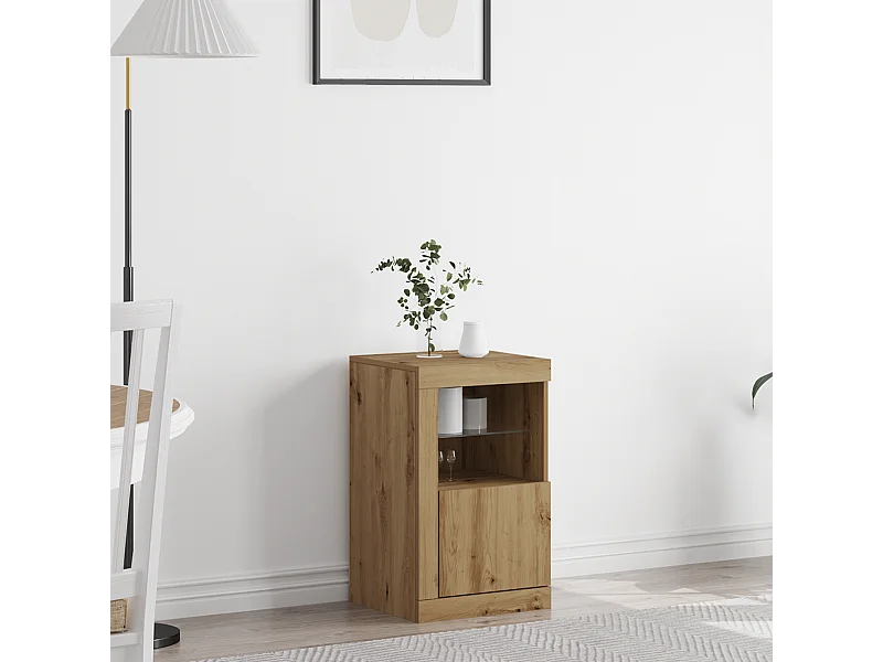 Buffet | Bahut | Meuble de rangement avec lumières LED Chêne artisanal 41x37x67 cm