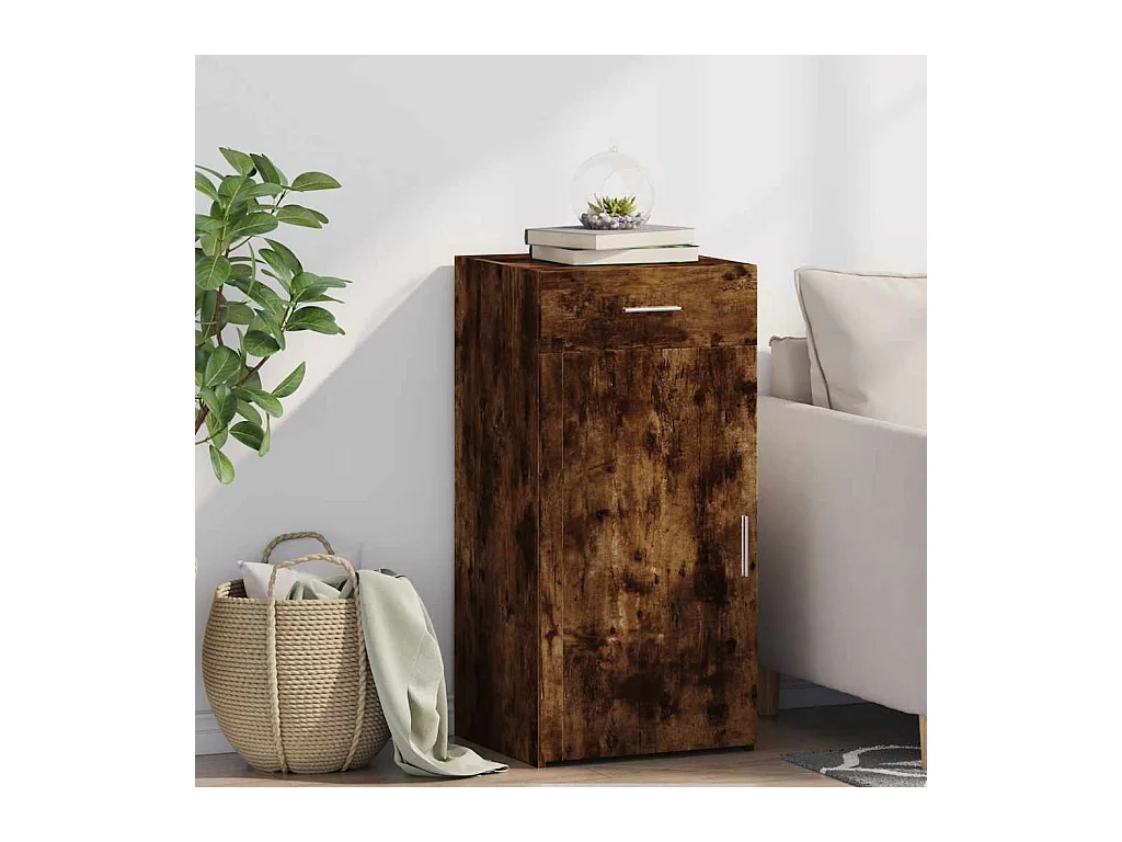 Buffet | Bahut | Meuble de rangement chêne fumé 45x42,5x93 cm bois d'ingénierie