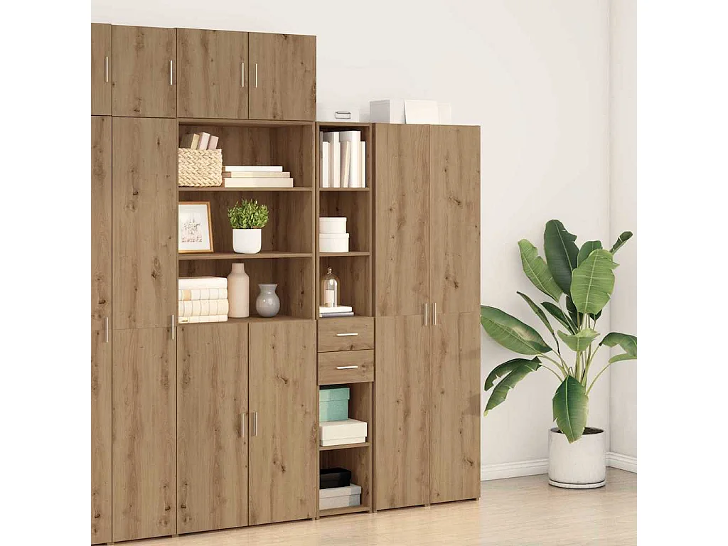 Buffet | Bahut | Meuble de rangement Haut Artisan Chêne 30x42,5x185 cm Bois aggloméré