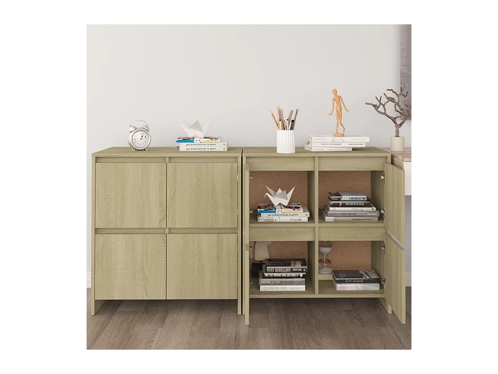 Buffets | Bahuts | Meuble de rangement 2 pcs Chêne Sonoma 70x41x75 cm Bois d'ingénierie