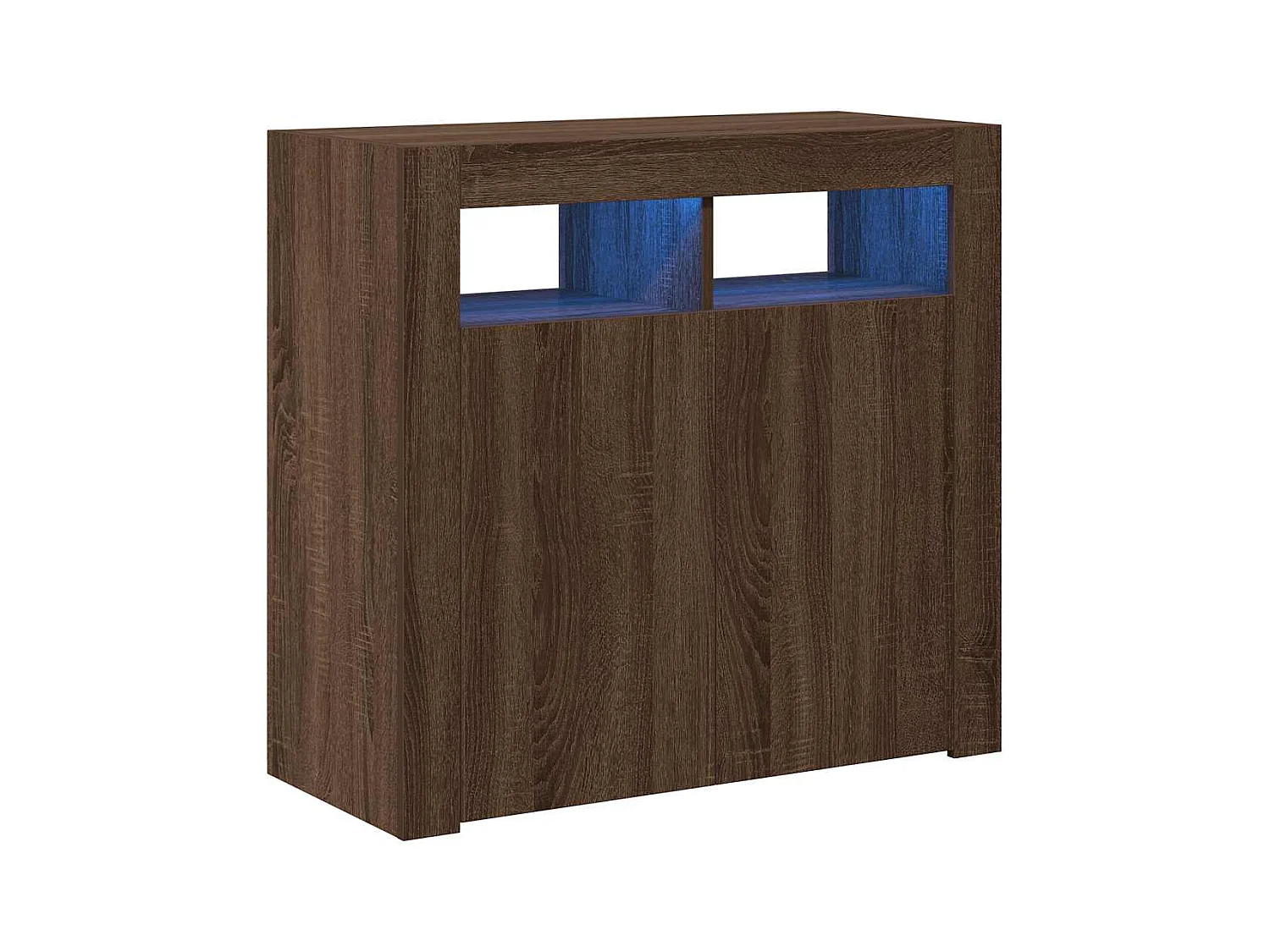 Buffet | Bahut | Meuble de rangement avec lumières LED chêne marron 80x35x75 cm