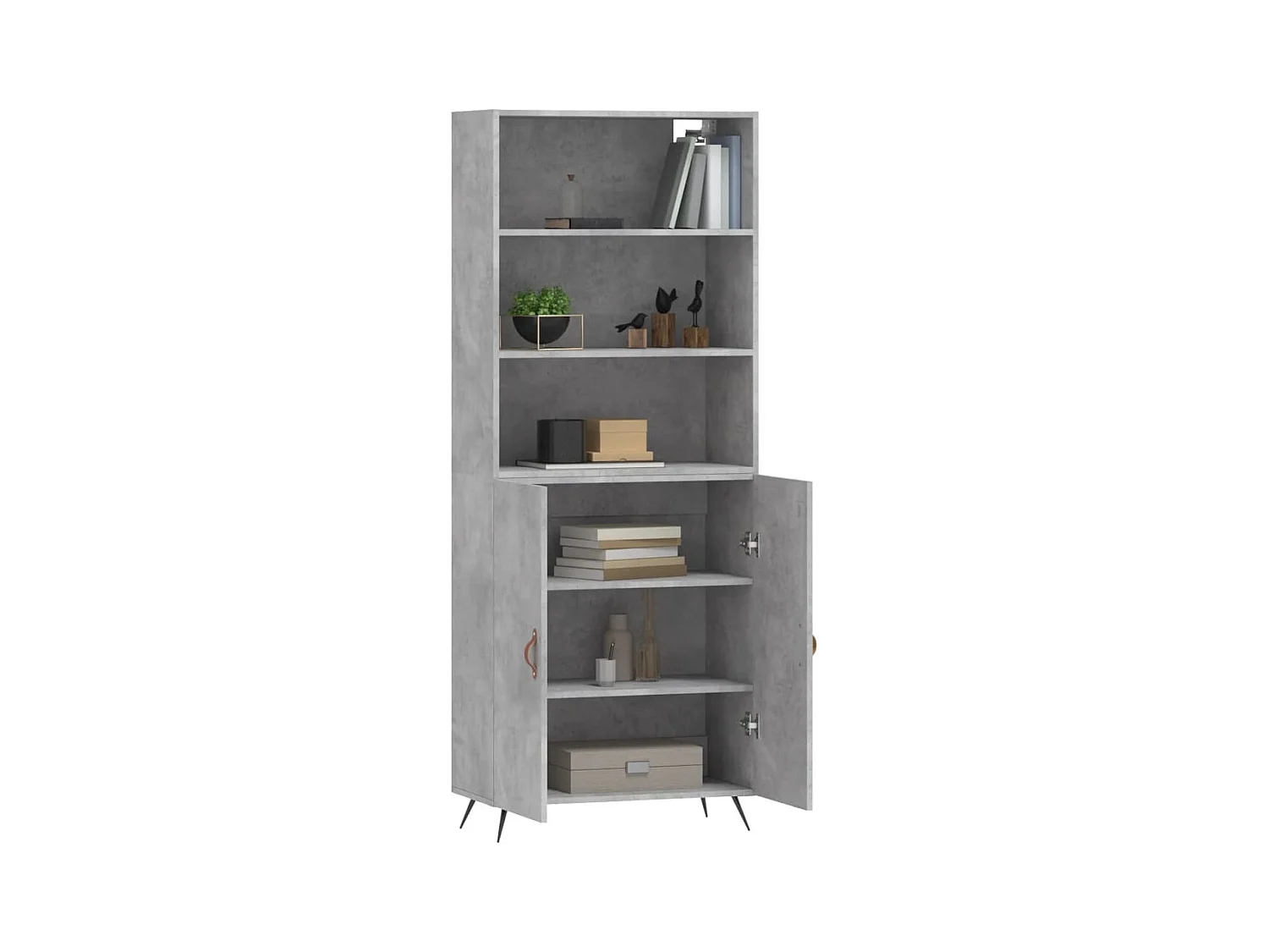 Buffet | Bahut | Meuble de rangement haut Gris béton 69,5x34x180 cm Bois d'ingénierie