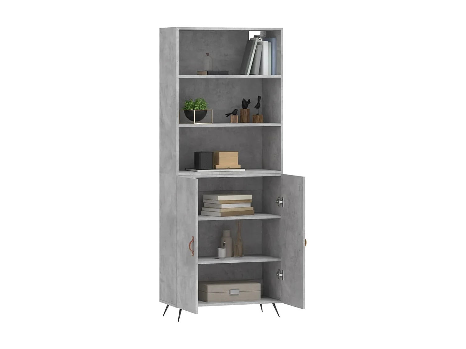 Credenza | Buffet | Armadio Grigio Cemento 69,5x34x180 cm in Legno Multistrato
