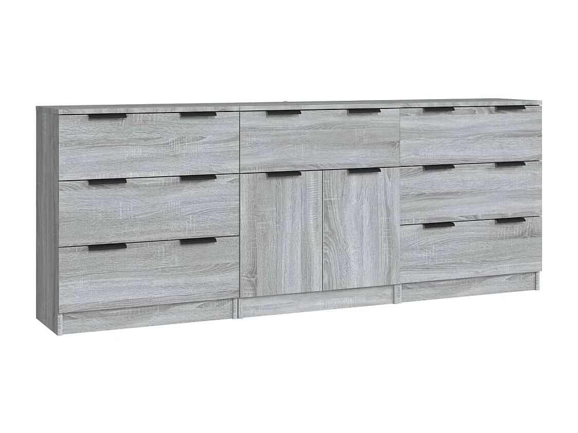 Credenze | Buffet | Armadi 3 pz Grigio Sonoma in Legno Multistrato