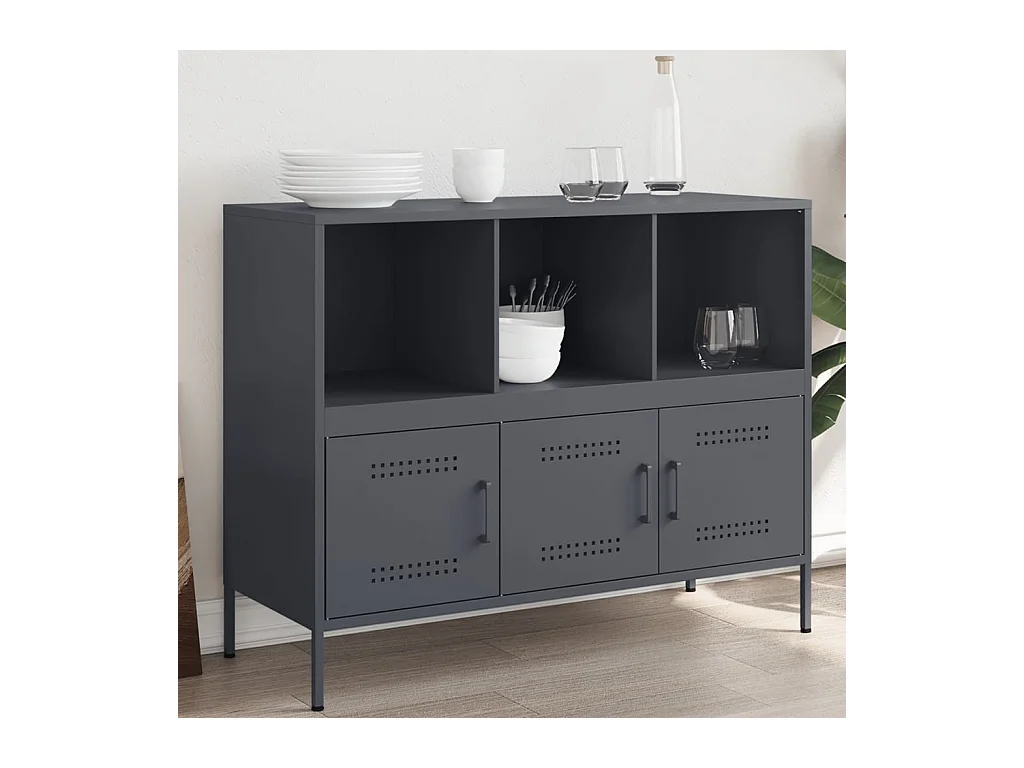 Buffet | Bahut | Meuble de rangement anthracite 100,5x39x79 cm acier