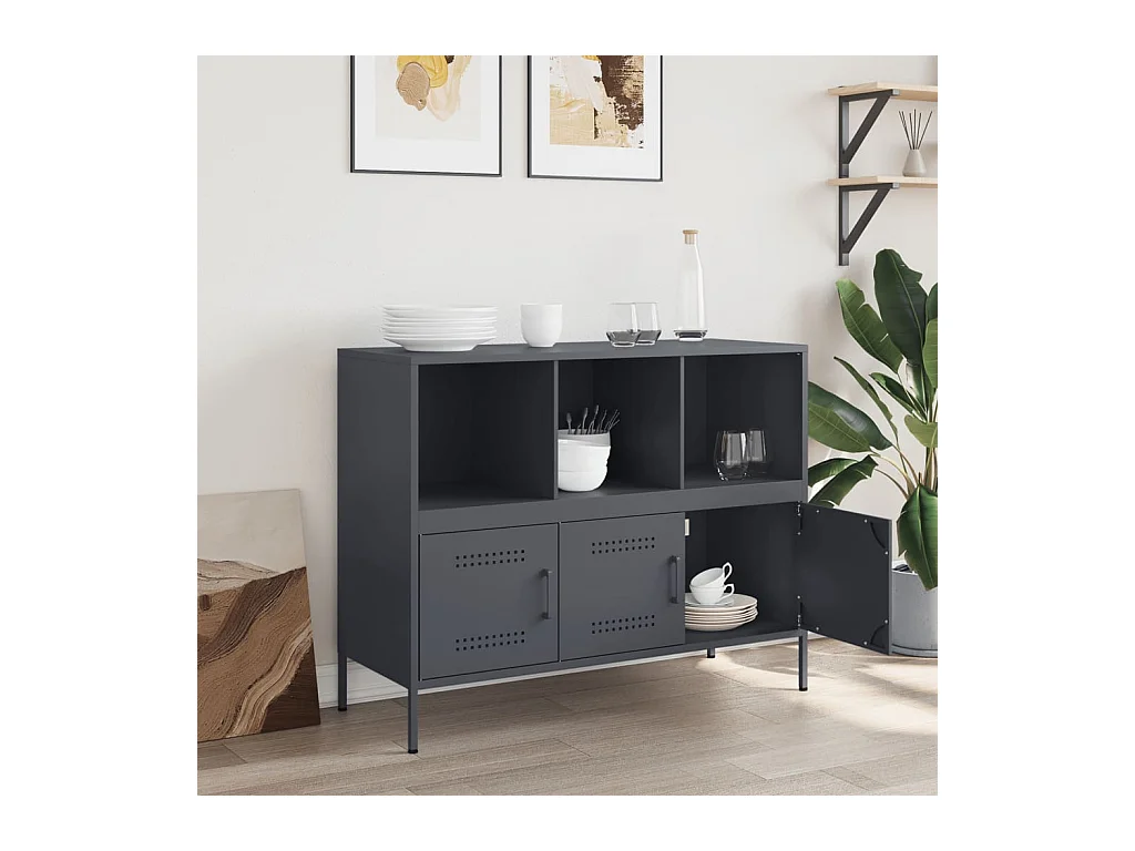 Buffet | Bahut | Meuble de rangement anthracite 100,5x39x79 cm acier