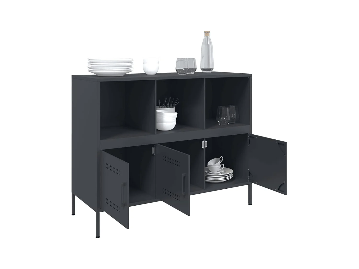 Buffet | Bahut | Meuble de rangement anthracite 100,5x39x79 cm acier
