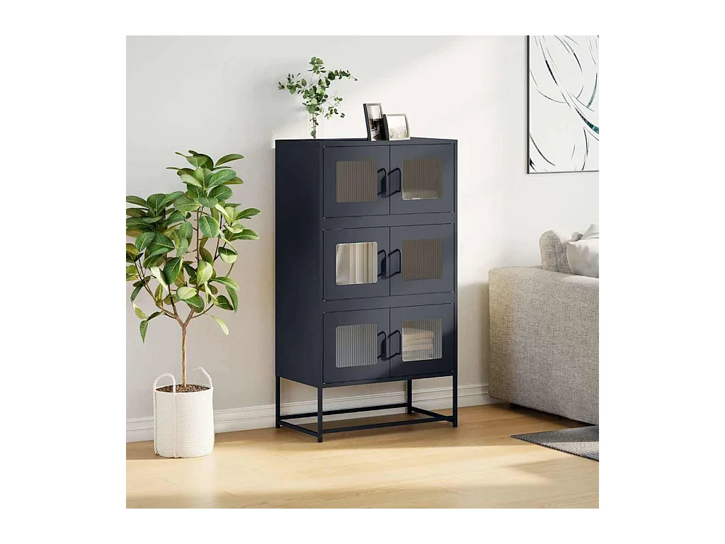 Buffet | Bahut | Meuble de rangement haut anthracite 68x39x123 cm acier