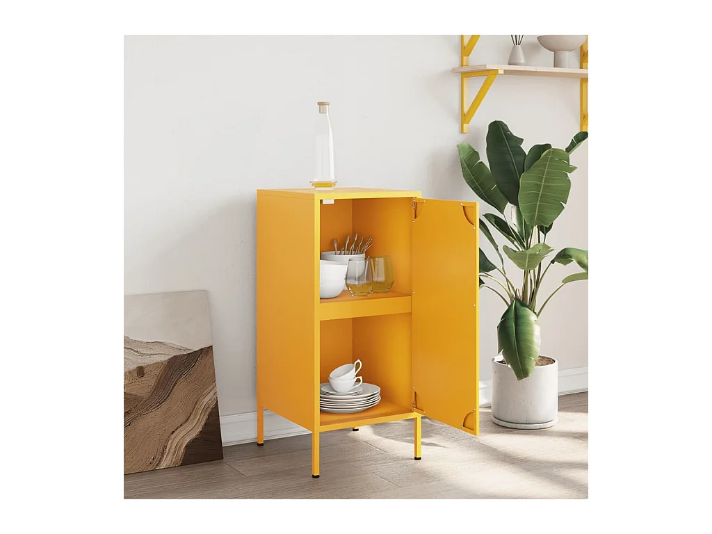 Buffet | Bahut | Meuble de rangement jaune moutarde 36x39x79 cm acier