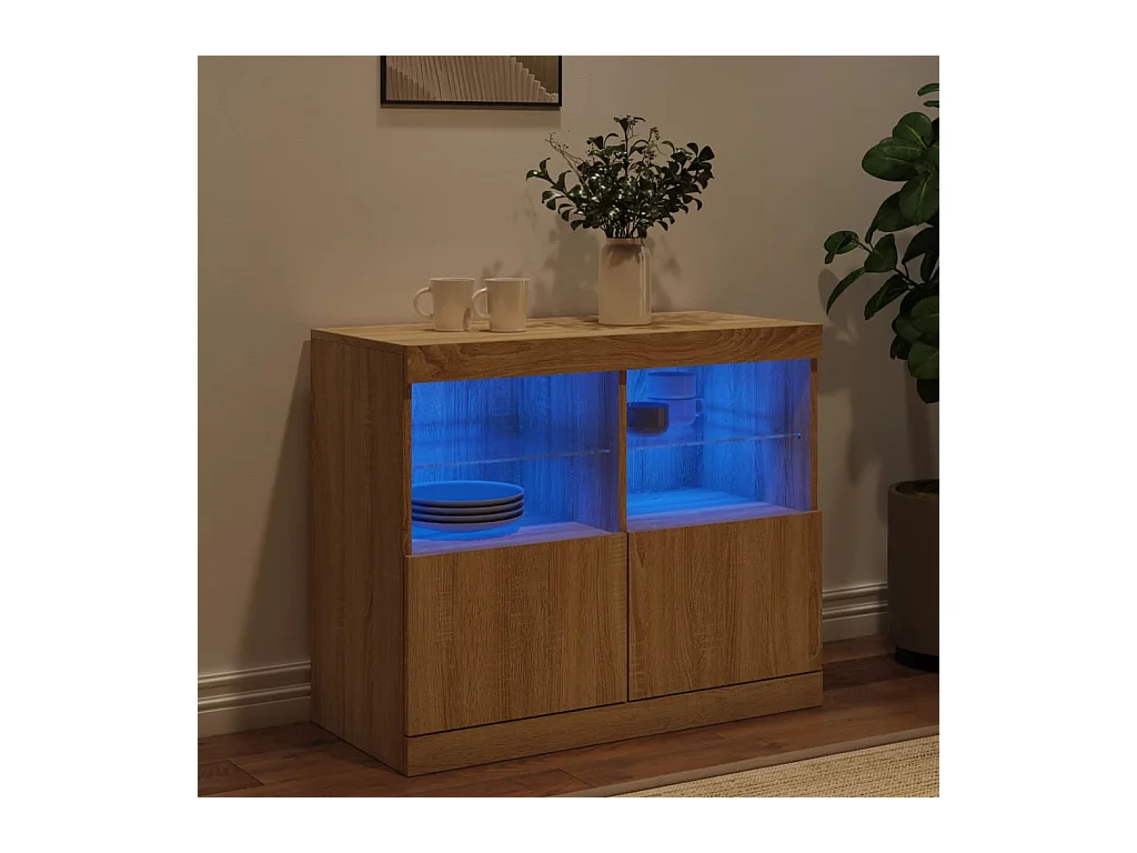 Credenza | Buffet | Armadio con Luci LED Rovere Sonoma 81x37x67 cm