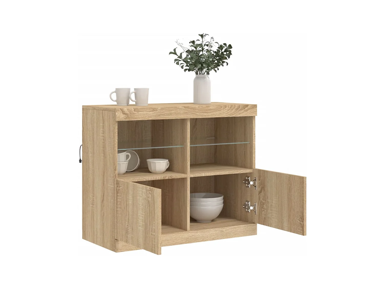 Credenza | Buffet | Armadio con Luci LED Rovere Sonoma 81x37x67 cm