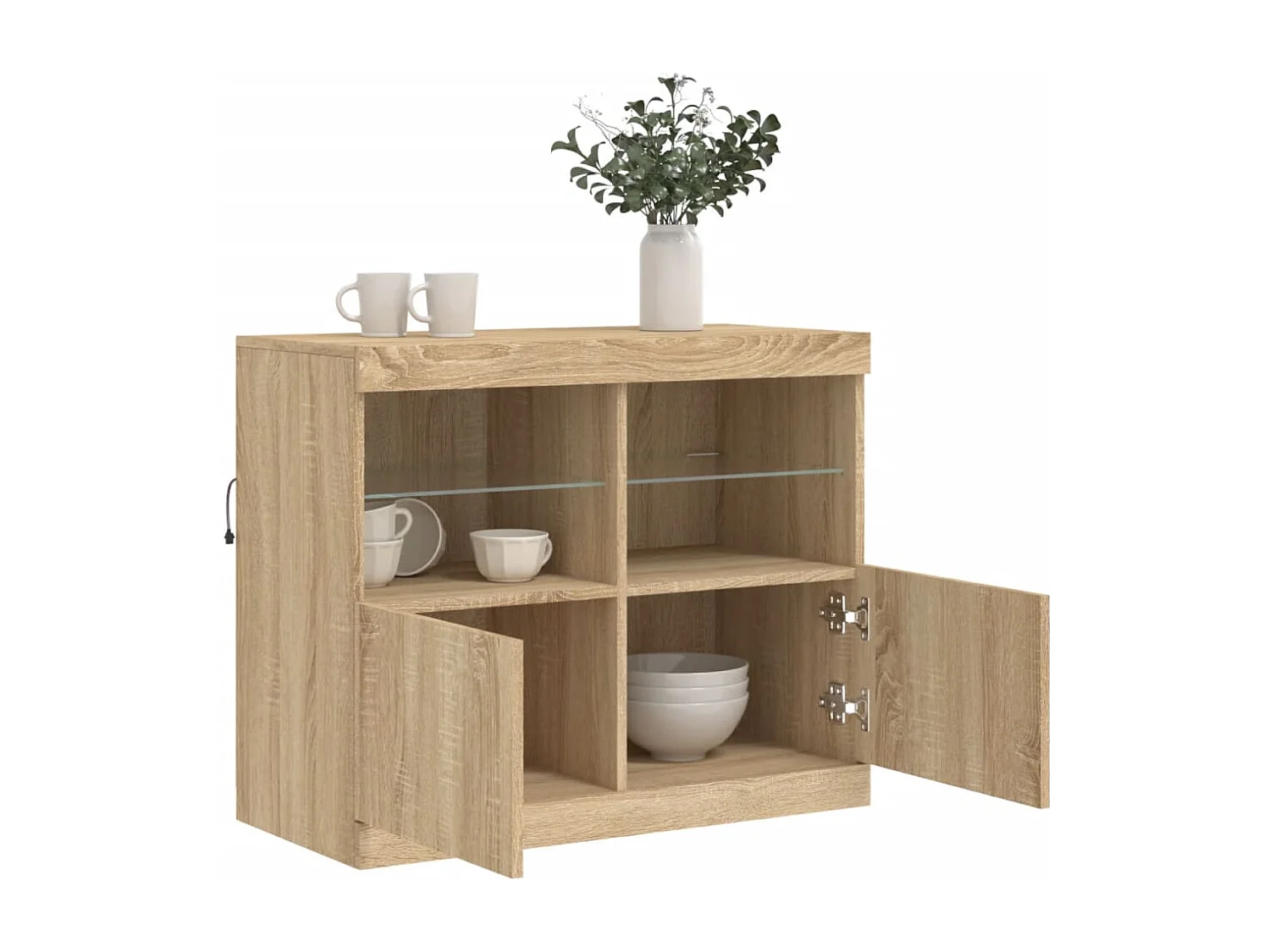 Buffet | Bahut | Meuble de rangement avec lumières LED chêne sonoma 81x37x67 cm