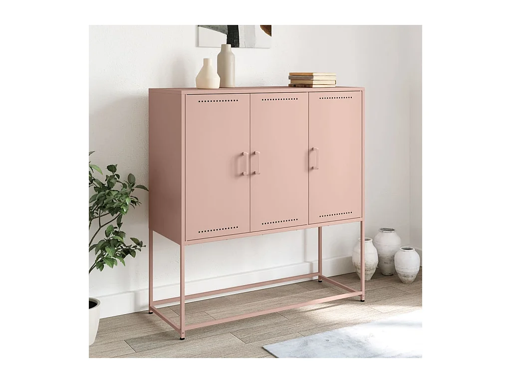 Buffet | Bahut | Meuble de rangement haut rose 100,5x39x107 cm acier