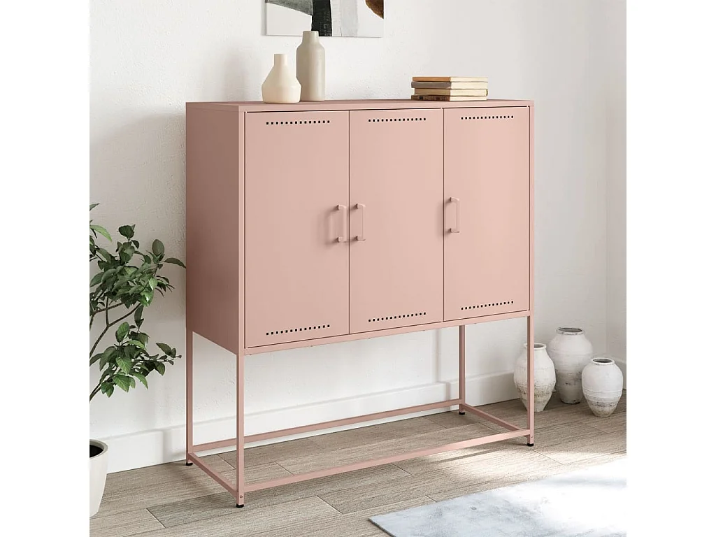 Credenza | Buffet | Armadio Rosa 100,5x39x107 cm in Acciaio