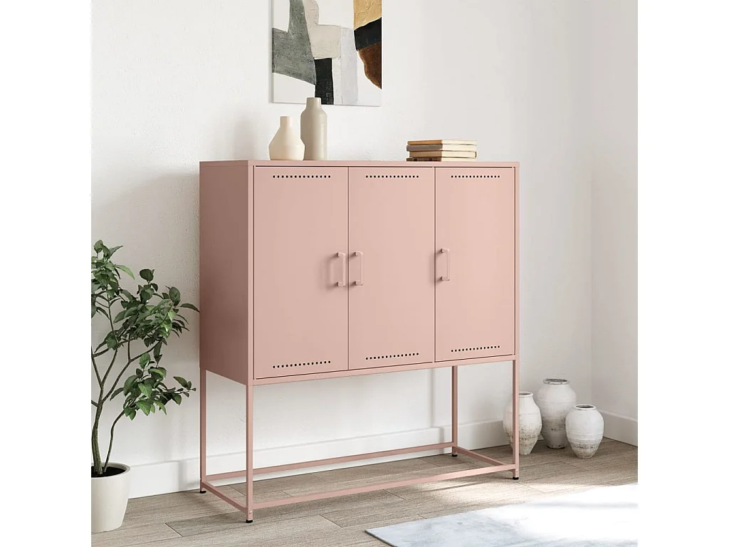 Credenza | Buffet | Armadio Rosa 100,5x39x107 cm in Acciaio