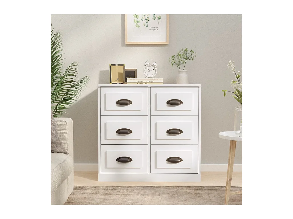 Buffet | Bahut | Meuble de rangement blanc brillant 70x35,5x67,5 cm bois d'ingénierie