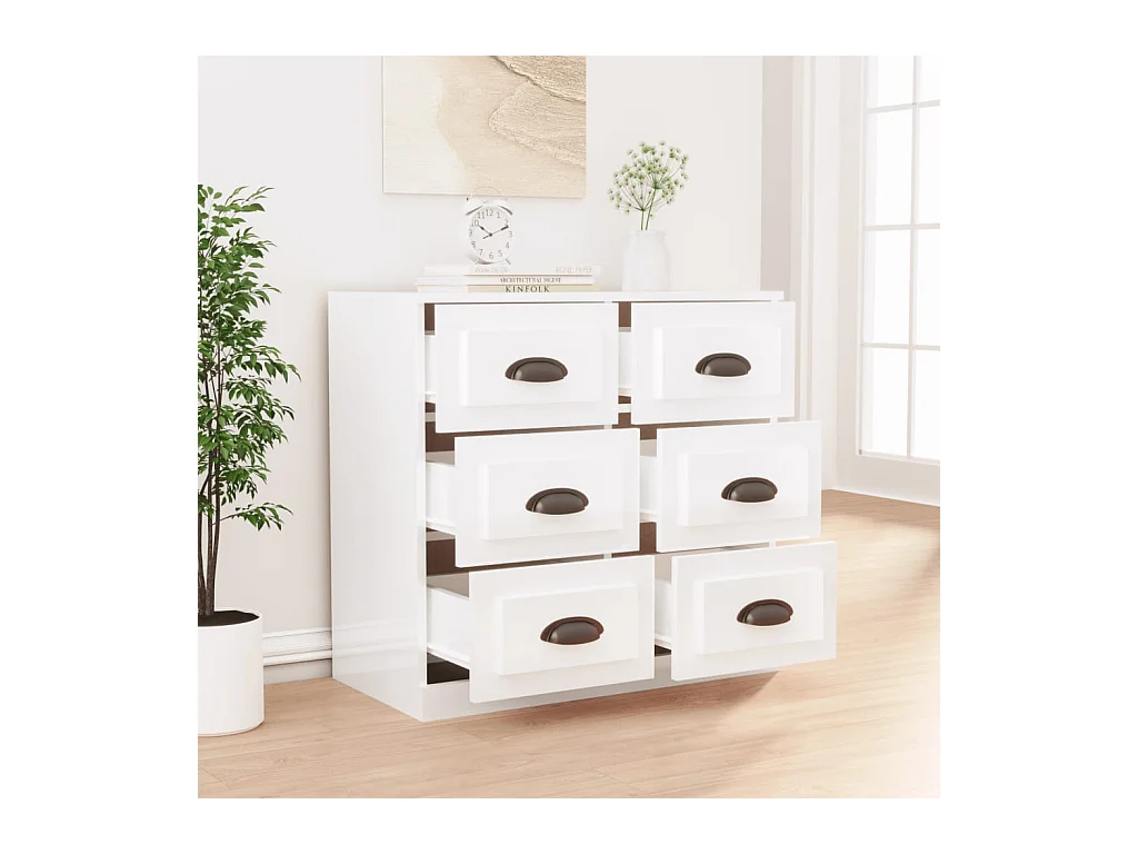 Buffet | Bahut | Meuble de rangement blanc brillant 70x35,5x67,5 cm bois d'ingénierie