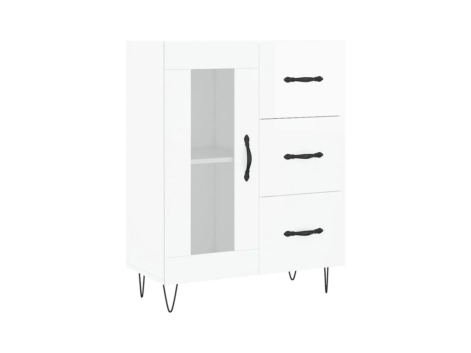 Credenza | Buffet | Armadio 69,5x34x90 cm in Legno Multistrato Bianco Lucido