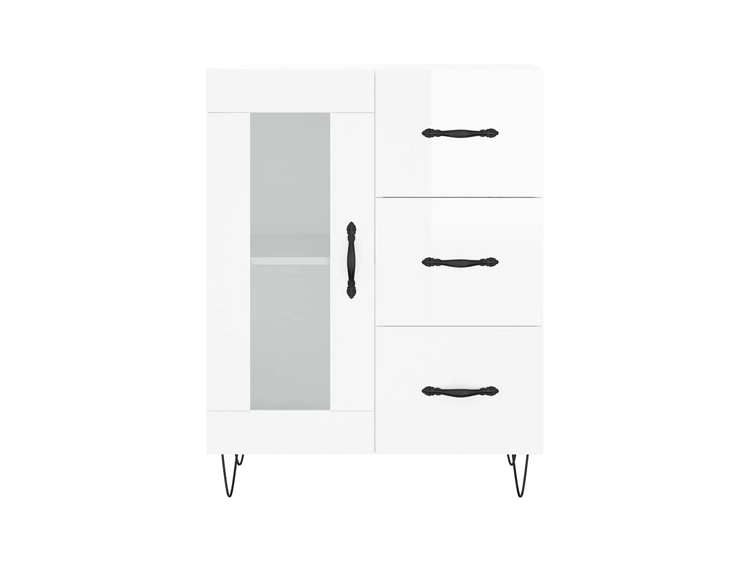 Credenza | Buffet | Armadio 69,5x34x90 cm in Legno Multistrato Bianco Lucido