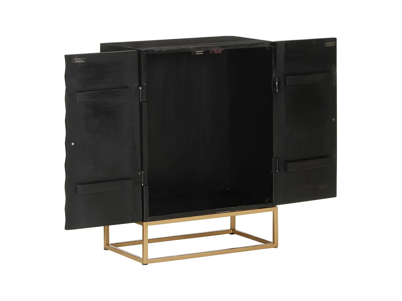 Buffet | Bahut | Meuble de rangement Noir 55x34x75 cm Bois massif de manguier et fer