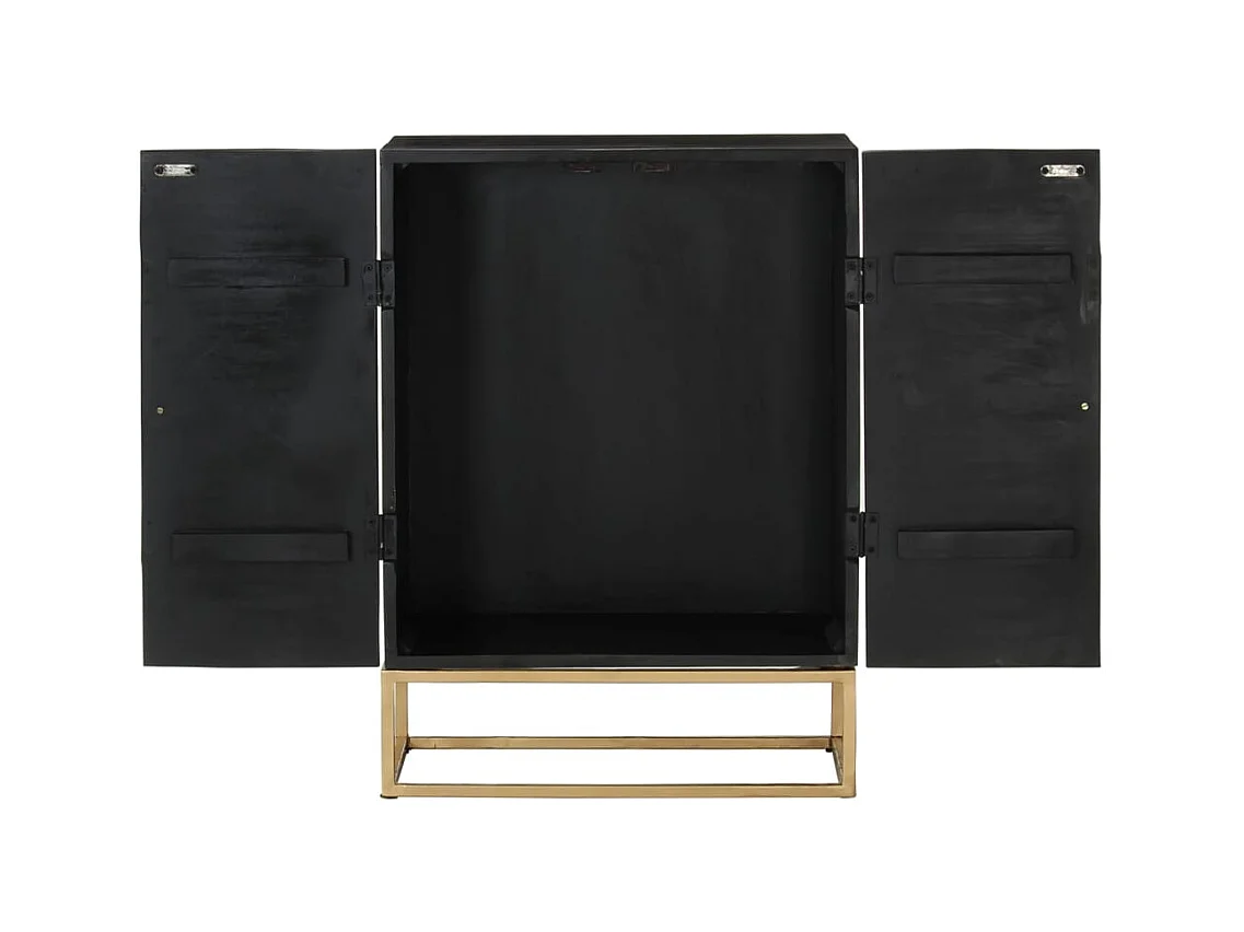 Buffet | Bahut | Meuble de rangement Noir 55x34x75 cm Bois massif de manguier et fer