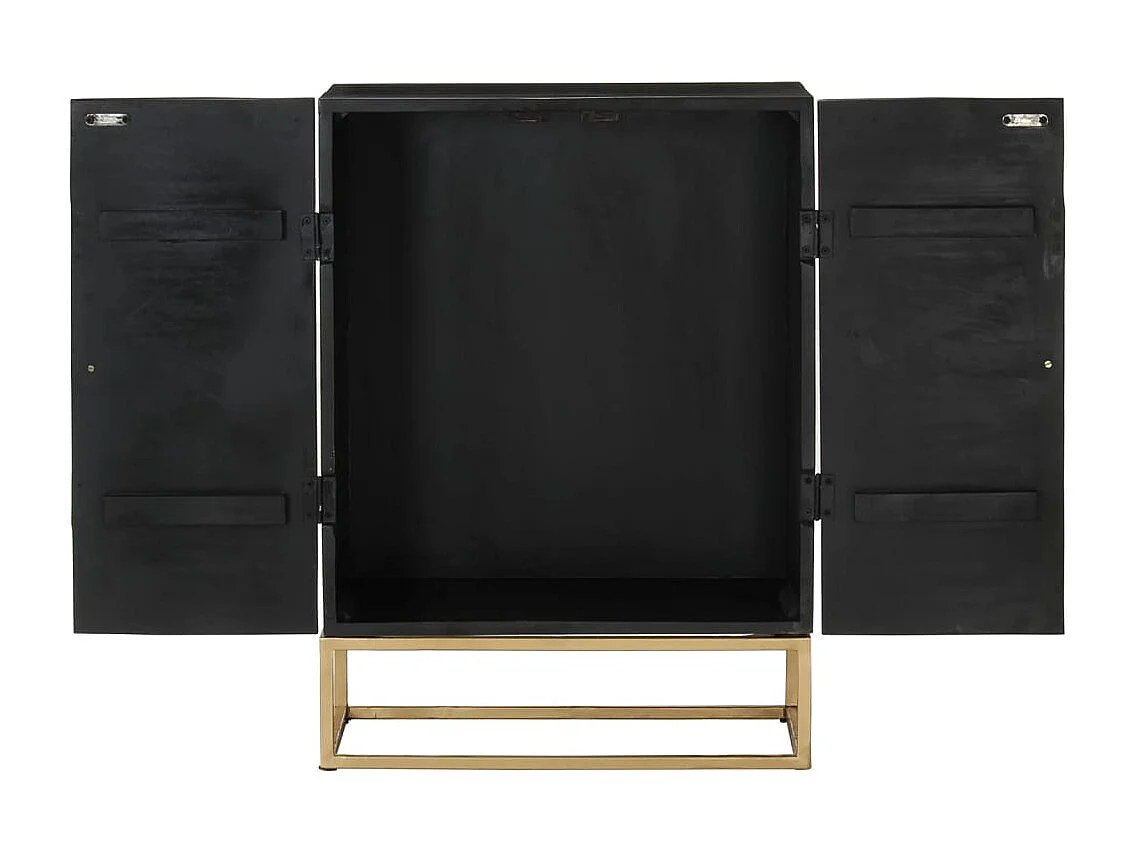 Credenza | Buffet | Armadio Nera 55x34x75 cm in Legno Massello di Mango e Ferro