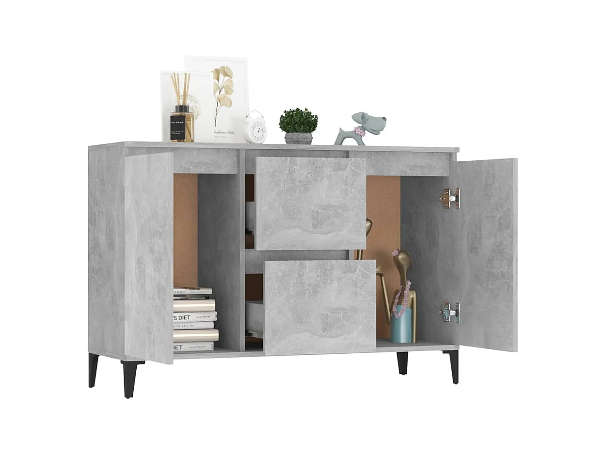 Buffet | Bahut | Meuble de rangement gris béton 104x35x70 cm bois d'ingénierie