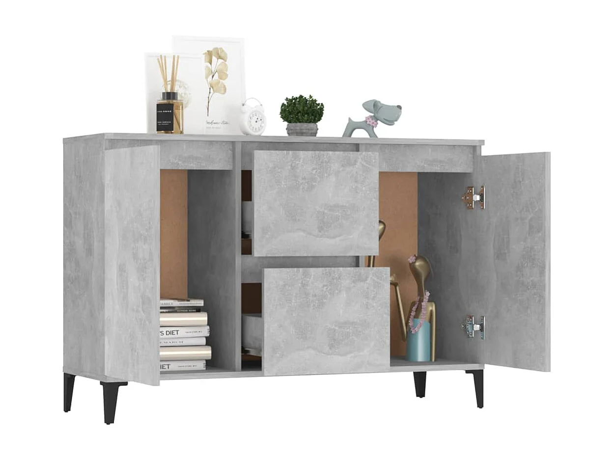 Buffet | Bahut | Meuble de rangement gris béton 104x35x70 cm bois d'ingénierie