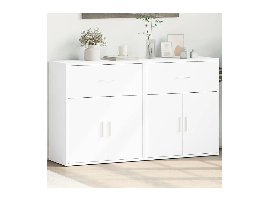 Credenze | Buffet | Armadi 2 pz Bianche 60x31x70 cm in Legno Multistrato