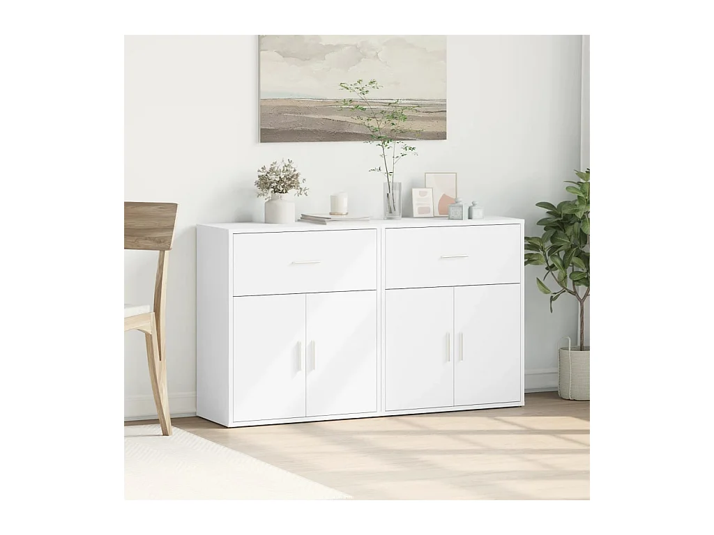 Credenze | Buffet | Armadi 2 pz Bianche 60x31x70 cm in Legno Multistrato