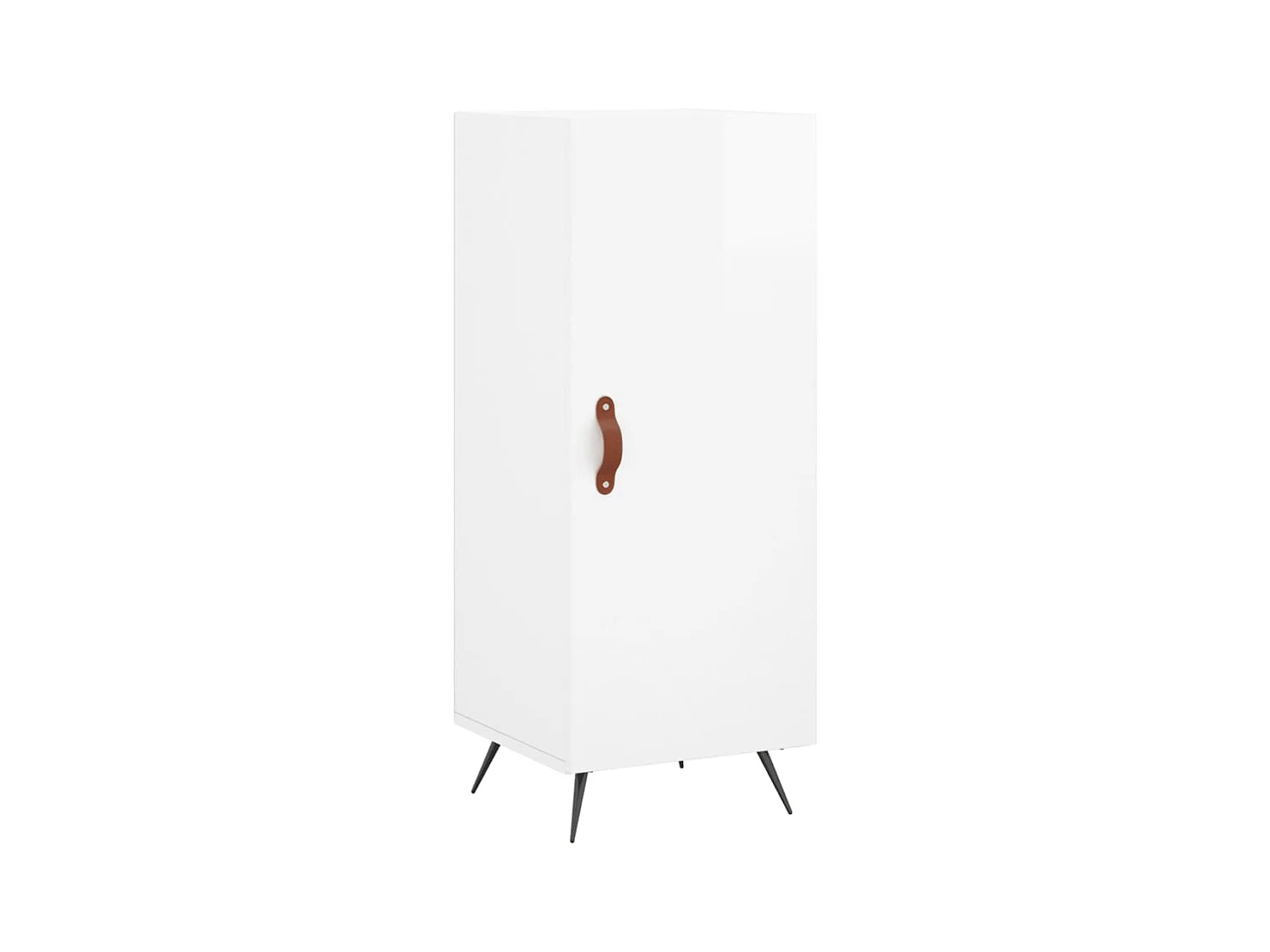 Credenza | Buffet | Armadio 34,5x34x180 cm in Legno Multistrato Bianco Lucido