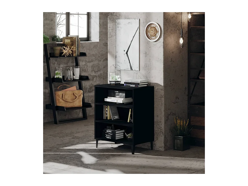 Buffet | Bahut | Meuble de rangement noir 57x35x70 cm bois d’ingénierie