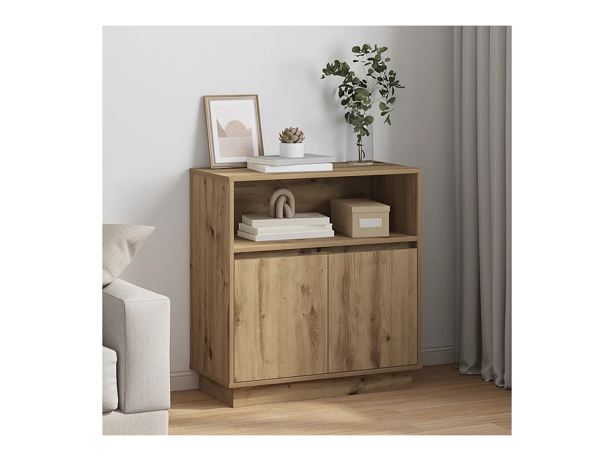 Sideboard | Credenza | Armadio con LED Rovere Artigianale 71x34,5x75 cm Legno ingegnerizzato