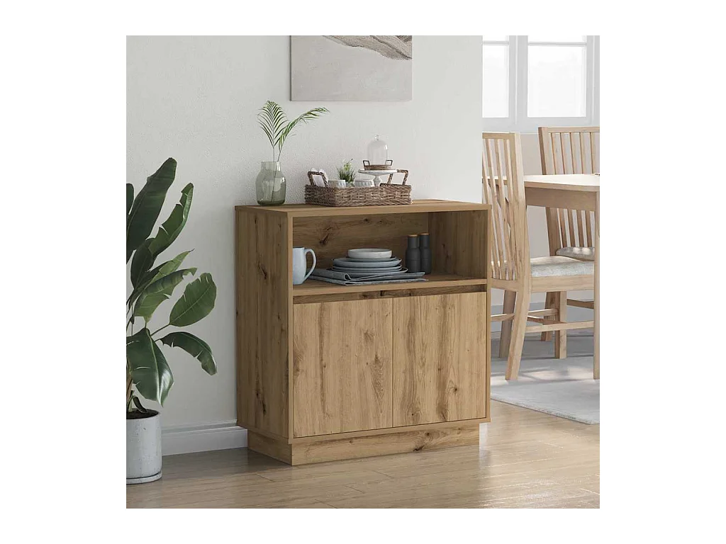 Sideboard | Credenza | Armadio con LED Rovere Artigianale 71x34,5x75 cm Legno ingegnerizzato