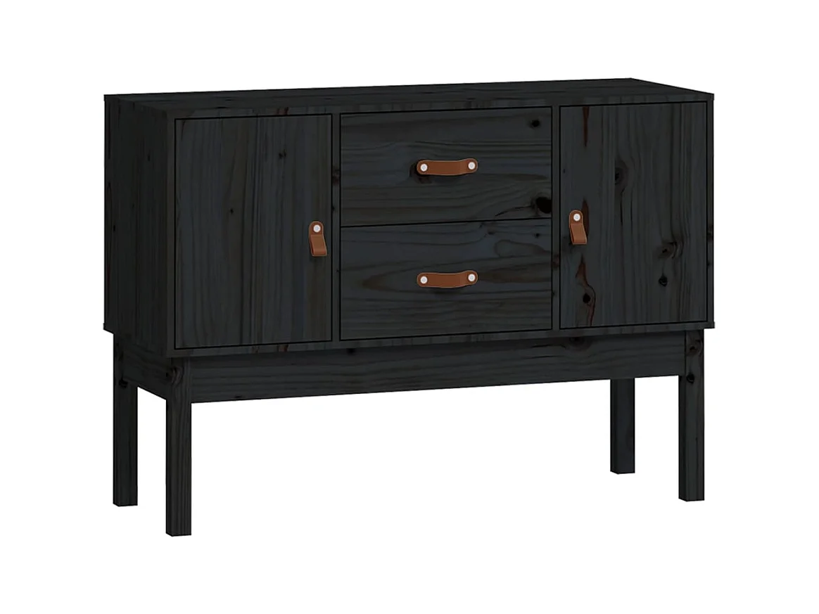 Buffet | Bahut | Meuble de rangement Noir 110x40x78 cm Bois massif de pin