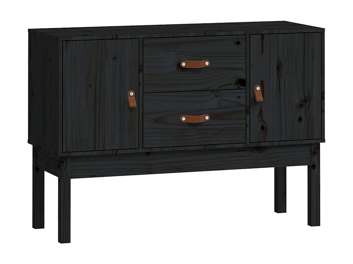 Buffet | Bahut | Meuble de rangement Noir 110x40x78 cm Bois massif de pin