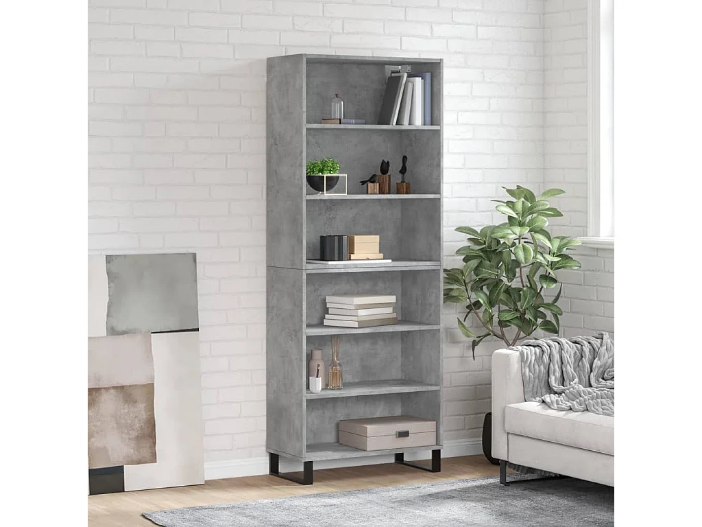 Buffet | Bahut | Meuble de rangement gris béton 69,5x32,5x180 cm bois d'ingénierie