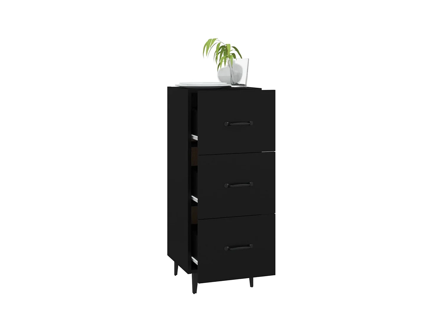 Credenza | Buffet | Armadio Nero 34,5x34x90 cm in Legno Multistrato