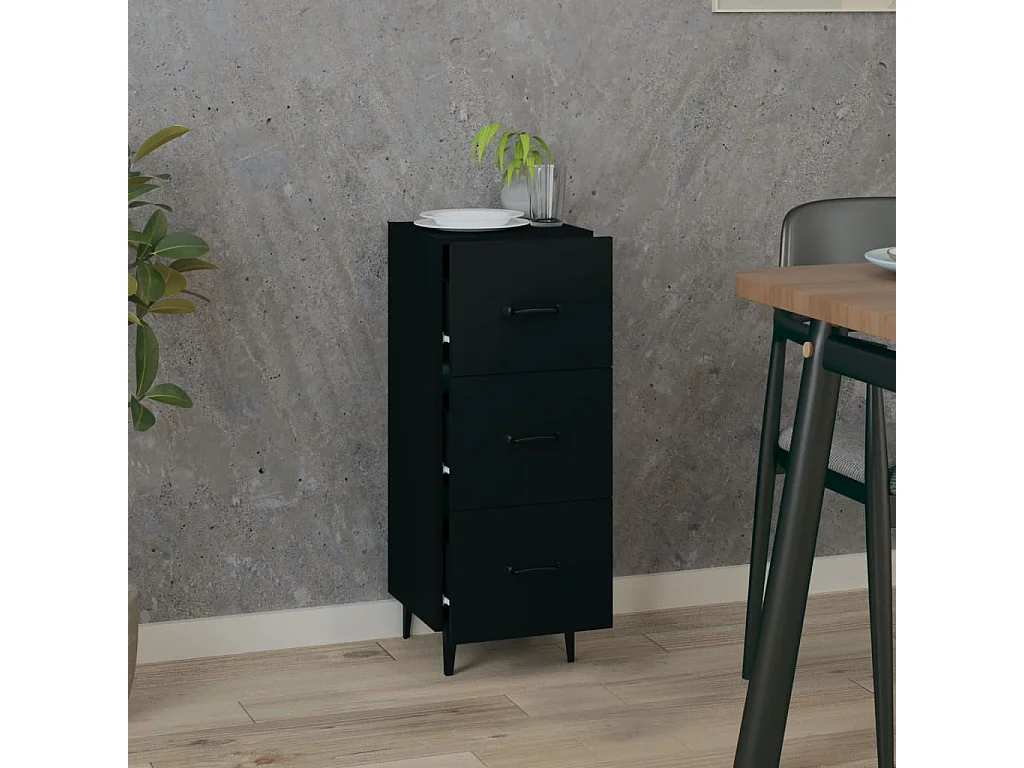 Buffet | Bahut | Meuble de rangement Noir 34,5x34x90 cm Bois d'ingénierie