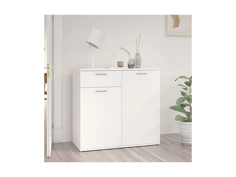 Credenza | Buffet | Armadio Bianca 80x36x75 cm in Legno Multistrato