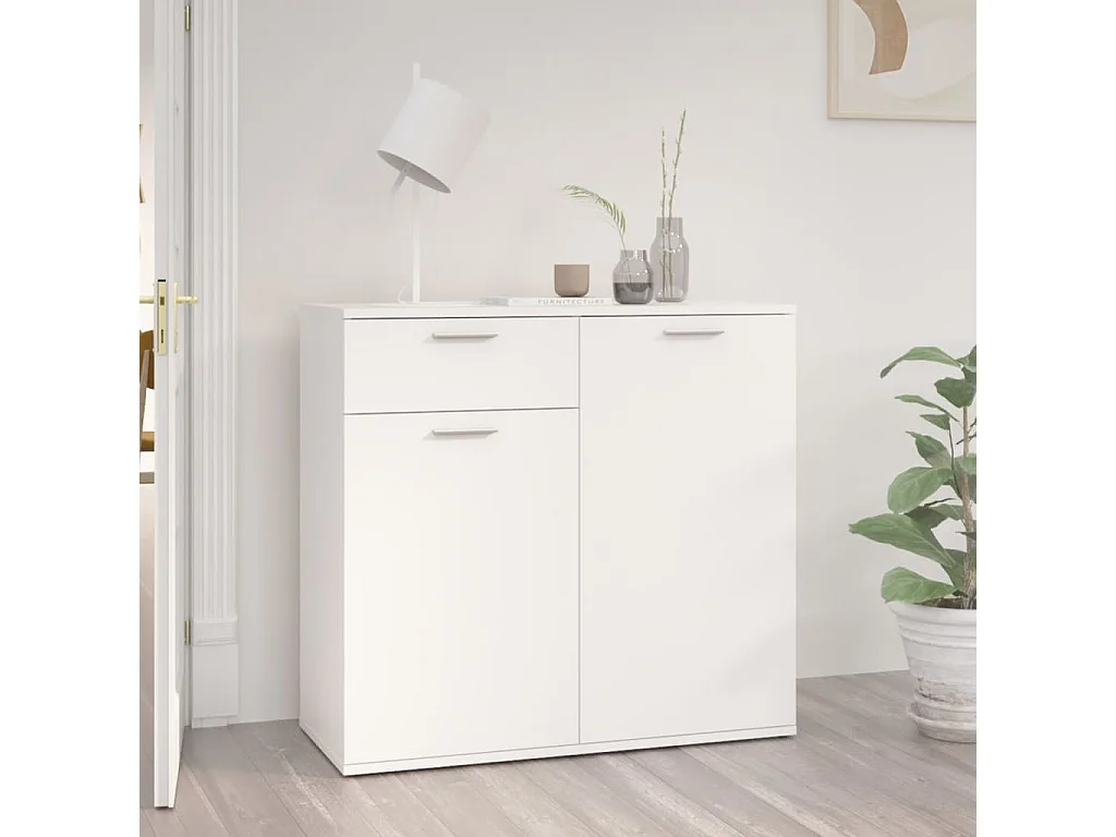 Buffet | Commode à tiroir | Meuble de rangement blanc 80x36x75 cm bois d'ingénierie