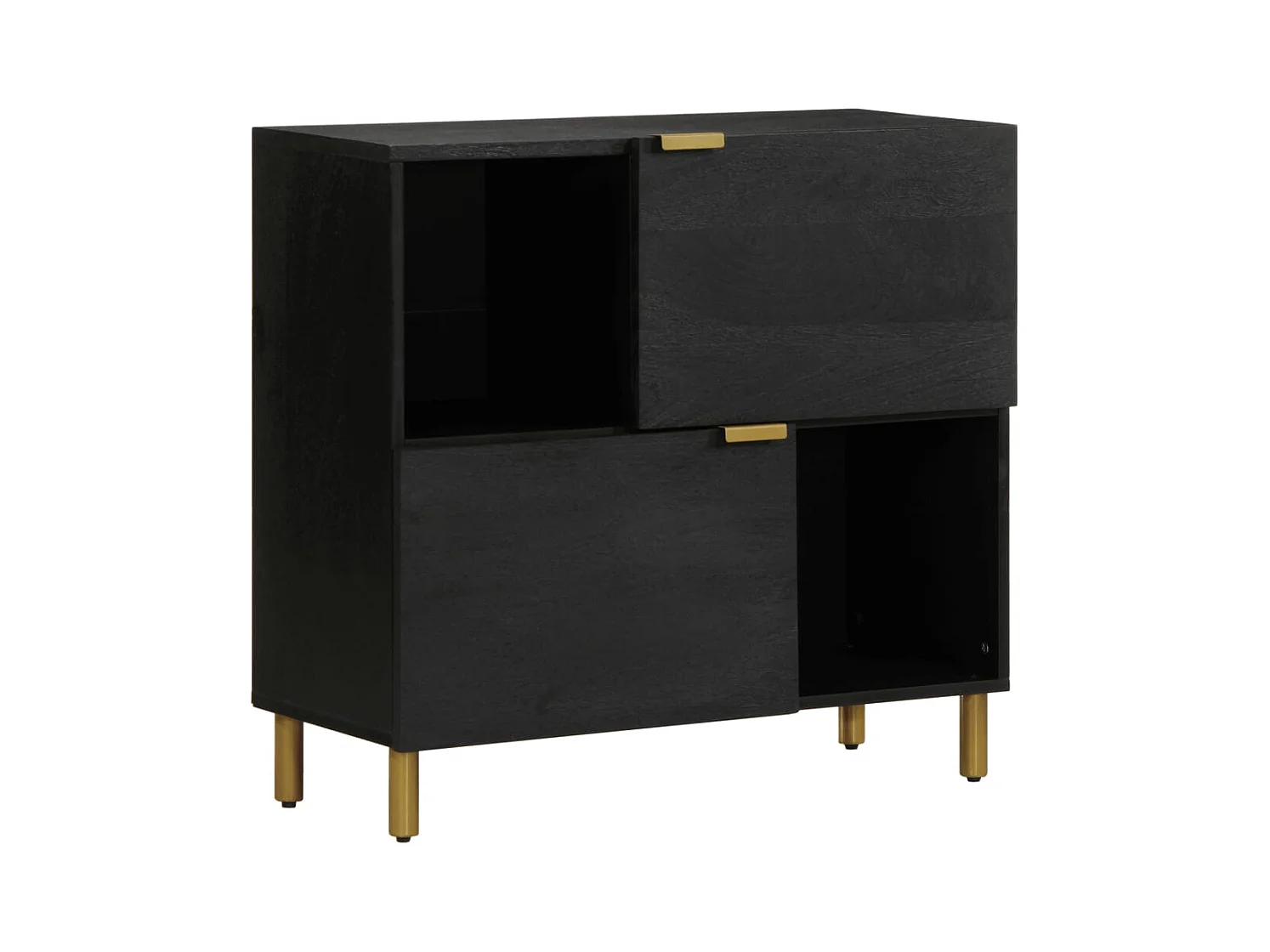 Credenza | Buffet | Armadio Nera 80x33x75 cm in Legno Multistrato